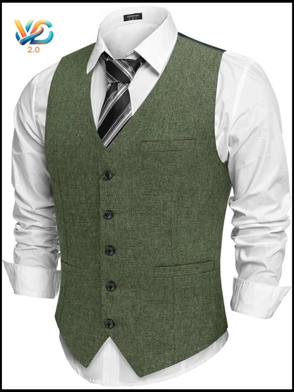 Slim Fit Suit Vest, Linen-Look Polyester, Modern Waistcoat for Business Wedding